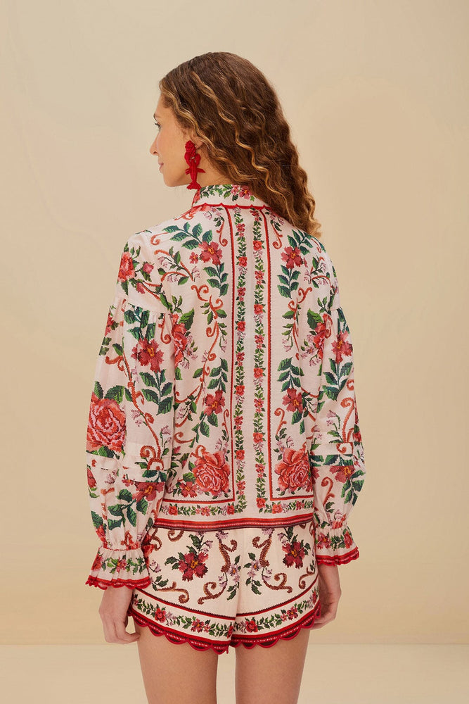 FLOWER TAPESTRY PINK SHIRT