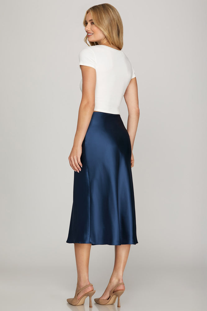 MIDI SATIN SKIRT