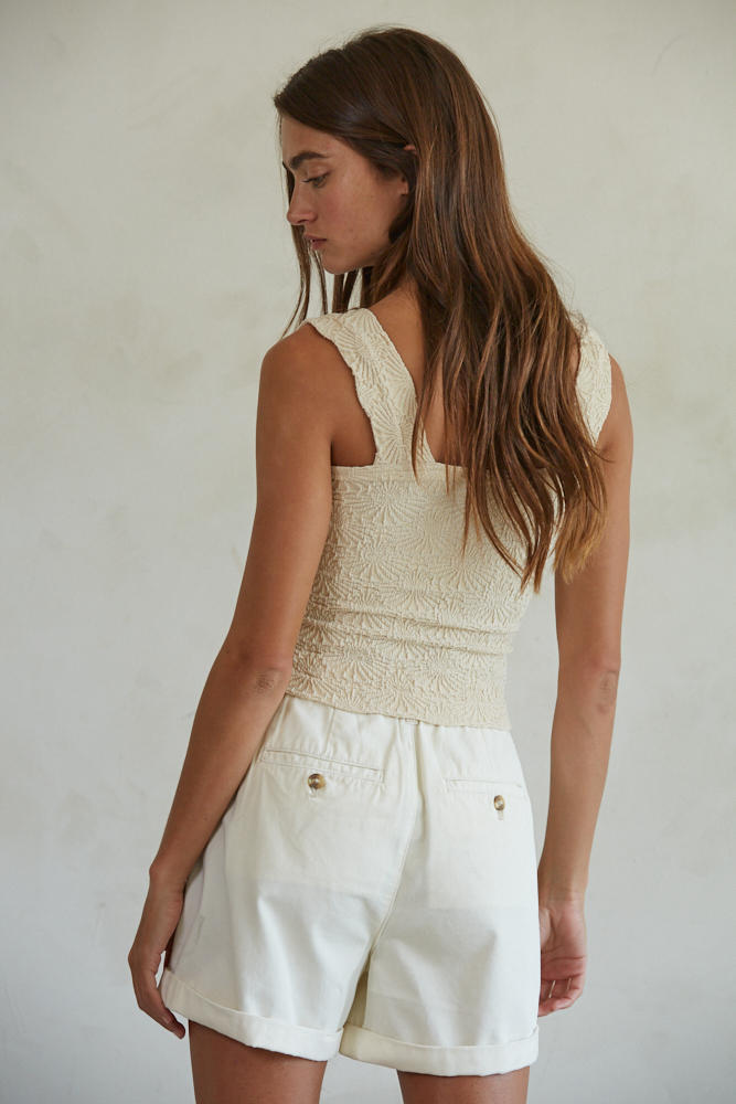 JACQUARD SQUARE NECK TANK