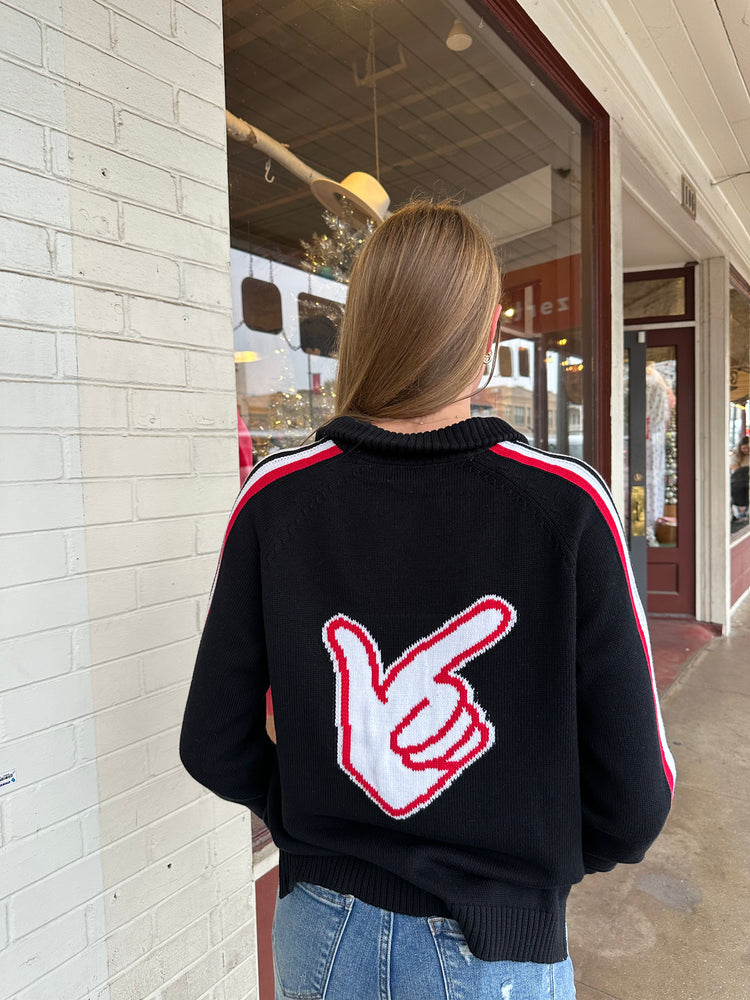 RED RAIDERS HALF ZIP SWEATER
