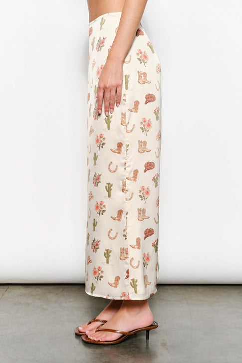 CASEY COWBOY PRINT MAXI SKIRT
