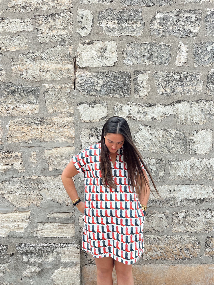 RED/BLACK BOOT NANCY DRESS